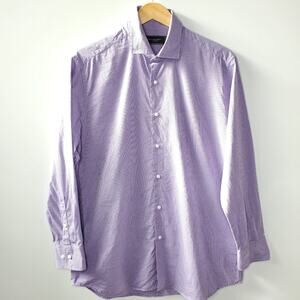 Robert Barakeet purple checkered long sleeve button up dress shirt